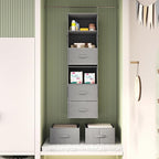Vailando 6-Tier Hanging Shelves for Closet, Two 3-Shelf Hanging Closet Organizer w/ 4 Side Pockets and 3 Drawers, Combinable for Dorm Wardrobe Organizer and RV Storage and Organization