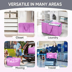 TICONN 4 Pack Extra Large Moving Bags Heavy Duty with Zippers & Carrying Handles, Durable Storage Bags Moving Boxes for Closet Organizers and Storage (4 Pack, Pink)