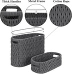 Boho Toilet Paper Storage Baskets, Cotton Rope Woven Bathroom Basket Set of 2, Standing Toilet Paper Holder for 6 Mega Rolls,Storage Bins for Toilet Tank Top, Bathroom Organizer Decor (Gray 2 Pack)