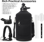 1 Gallon Water Bottle Insulated | Thickened Stainless Steel Vacuum Metal Water Jug | Portable Sports Large for Gym and Hiking with Straw, Carrier Bag, Handle Strap | BPA-Free 128 oz