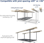 FLEXIMOUNTS 2 Pack 3x6 Overhead Garage Storage Adjustable Ceiling Rack 72" Length x 36" Width x 40" Height, 900lbs Total Weight Capacity, Black, Classic Series