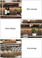 Ceiling Hanging Plant Stand Metal Wine Rack - LOFT Retro Iron Solid Wood , Wooden Hanging Wine Glass Holder, Ceiling Mounted Storage Rack, Industrial Ceiling Mount Shelves 2 Layer ( Color : Gold , Siz