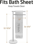 KES Standing Towel Racks for Bathroom Floor, Freestanding Swivel Standing 2 Arms Bath Towel Racks with Weighted Marble Base, SUS304 Stainless Steel Brushed Finish, BTH219S2-2