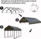 Heavy Duty Metal Carport Galvanized Steel All Weather Carport Canopy with Anchor Kit for RV Boat Truck Tractor Garage Shelter in 10x20 12x20 20x20 20x30 20x40 FT Easy Assembly Carports Kit (10x20 FT)