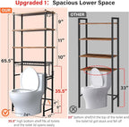 Over-The-Toilet Storage Shelves, 4-Tier Bathroom Organizer Shelf Over Toilet with Adjustable Feet Pad and Basket, Freestanding Space Saver Bathroom Storage Rack Above Toilet (Vintage Brown)