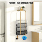 Towel Racks for Bathroom, Elegant Curved Bathroom Towel Storage Wall Mounted 30 inch with Shelf Can Holds 6 Large Towels, Wall Towel Rack for Rolled Towels, Gold