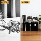 Utensil Holder,Kitchen Countertop Organizer,Silverware Organizer,3 Compartments Silverware Caddy,Plastic Utensil Holder, Large Capacity Cutlery, Spoon, Fork, and Knife Rack（Black）