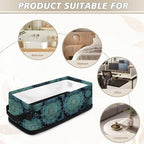 Storage Baskets for Organizing Toilet Paper Storage Bin Rectangular Multi-purpose Fabric Organizer for Living Room Bedroom Office Laundry Decor, Boho Flower Dark Teal