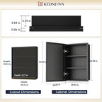 Keonjinn 20" x 26" Black Medicine Cabinet for Bathroom, Recessed or Surface Wall-Mounted Aluminum Alloy Framed Beveled Mirror with Storage, Mirrored Cabinets with 2 Adjustable Shelves for Bath Modern