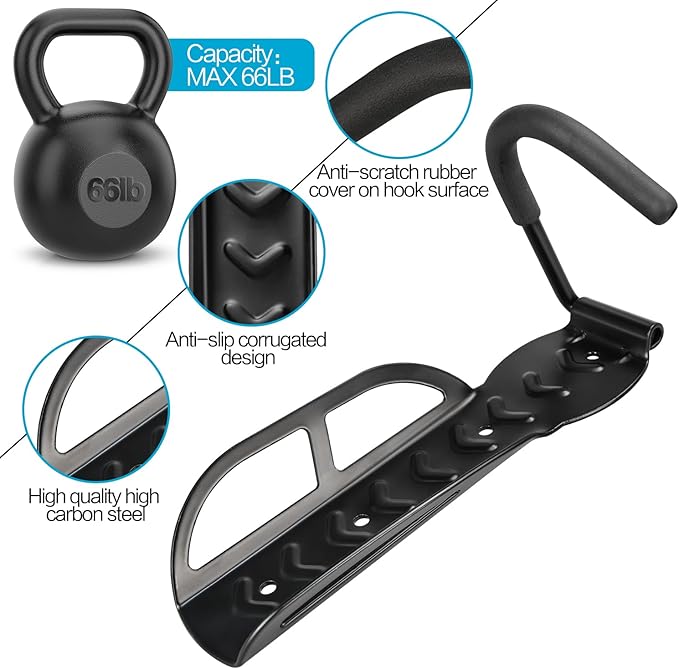DkOvn 1/2/4 Pack Bike Rack Garage Wall Mount, Wall Mount Bike Rack with Screws, Holds Up to 66lb for Indoor Storage
