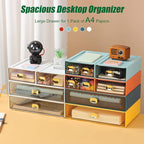 Spacious Desktop Storage Box, 2 Large Storage Drawers, Stackable Office Desk Drawer Organizer and Accessories, Printer Paper Organizer, Orange & Yellow Plastic Drawers for Workspace & Home
