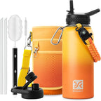 32 oz Insulated Water Bottle | Upgraded Thickened Stainless Steel Water Jug for Gym and Hiking with Straw, Carrier Bag, Handle Strap | BPA-Free 32 oz