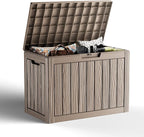 45 GallonOutdoor Storage Box,Resin Deck Boxes Waterproof, IndoorOutdoor Bin for Package Delivery, Patio Cushions, Gardening Tools, Lockable, UV Resistant