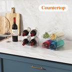 Lifewit Plastic Stackable Wine Rack for refrigerator, Cabinet, Countertop,Wine Bottle Holder, Water Bottle Organizer for Fridge, Pantry, Hold 8 Bottles