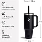 Hydro Flask 40 Oz Travel Tumbler with Handle, Lid and Straw - Insulated Stainless Steel in Western Light Blue