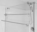 Insieme Extra Wide (32"x 16"x 4.7”) Towel Rack for Over Glass Shower Wall or Glass Shower Enclosure (Frameless or Frames up to 1.6" Thick). 2 Tier - Stainless Steel - No Rust