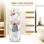 Laundry Hamper Basket Sorter, 3-Tier PP Laundry Sorter Cart with 4 Wheels, 16.92x12.99x42.91in Removable Rolling Laundry Baskets, Practical Handle, Porous Design, 1 Large and 2 Small Baskets, White
