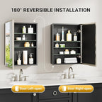 Pre-Assembled Surface or Recessed Medicine Cabinet Mirror-40x30 Brushed Nickel Bathroom Medicine Cabinet with Mirror & Rustproof Aluminum Frame, Beveled Bathroom Vanity Mirror with Storage