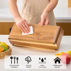 Wooden Utensil Holder for Kitchen Counter, Acacia Wood Kitchen Utensil Holder for Countertop with 4 Compartment, Cooking Utensil Organizer, Silverware Caddy (Acacia Wood, 4Compartment)
