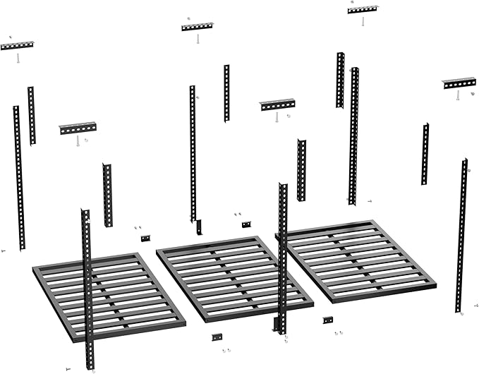 3x6 ft Heavy Duty Adjustable Ceiling Mounted Storage Rack, Overhead Garage Storage Rack 750lbs Capacity Alloy Steel, Customizable Height, Easy Access for Organize Tools, Gear, Containers Black