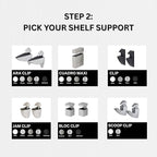 Glass Shelves - Tempered Safety Glass Shelves for Bathroom, Choose Over 20 Shelf Brackets and Multiple Shelf Sizes - Scoop Style - 23.6 x 7.9 in - Silver Clip