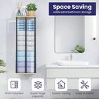 34 Inch Bathroom Towel Rack with Shelf – Modern Towel Holder for Bathroom Wall Mounted, Holds 6 Large Bath Towels, Rolled Towel Organizer for Bathroom, Laundry Room, and Small Space Storage