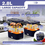 Electric Lunch Box for Adults, 2.8L Double Layer 100W Fast Heated Lunch Box, Heating Food Heater Warmer for Home Office Car Truck Use, Extra Large Lonchera Electrica Portátil 12/24V/110-230V, Blue