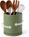 D'vine Dev 360° Rotating Utensil Holder – 5" Kitchen Utensil Crock for Countertop, Modern Cooking Tool Organizer for Kitchen Storage & Décor, Olive, 72-X-C-1