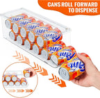 2 Pack Soda Can Organizer for Refrigerator, Stackable Canned Food Pop Cans Container Can Holder Dispenser with Lid for Fridge Rack Freezer, Clear Storage Bins-Holds 12 Cans Each (Clear)
