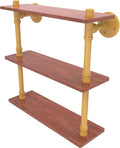 Allied Brass P-490-16-TWS-SGL Pipeline Collection 16 Inch Ironwood Triple Shelf, Spanish Gold