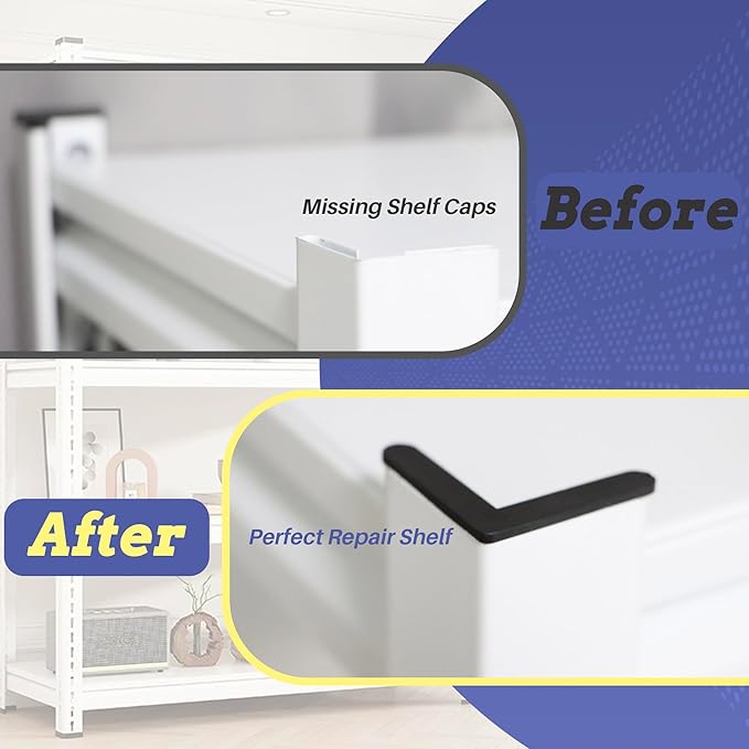 Post Inserts Connectors - PP Plastic, Injection Molded, Sturdy Support - Black, 8 Post Caps, Compatible with Whalen and Costco 5 Shelf Shelving Unit