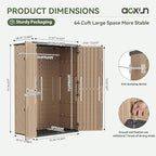 Aoxun Outdoor Storage Shed with Floor, 64 Cu.Ft Large Outdoor Storage Cabinet, Waterproof Vertical Resin Shed for Garden Tools, Pool Equipment, Brown