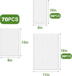 [2025 Upgraded]Moretoes Vacuum Sealer Bags, 30 Gallon 11"x 16"and 70 Quart 8"x 12"and 50Pint 6"x 10"Food Saver Bags BPA Free, Pre-cut Commercial Grade Vac Bags for Food Storage, Meal Prep or Sous Vide