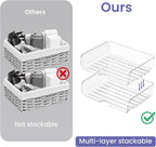 Tomorotec Desk Letter Tray Set, A4 Size Clear PET Stackable Document Organizer Office Desktop File Paper Holder Book Storage Rack Side Load Anti-Skid Stacking Support Convex Bottom (2X Landscape)