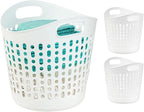 IRIS USA Plastic Laundry Basket, 40L - 3 Pack, Flexible Clothes Hamper Tall with Ventilation Holes, Laundry Room Bedroom Bathroom Apartment Dorm Blankets Pillows Trinkets Organization, White