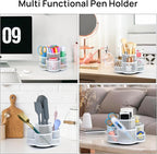 Topwey Pen Holder for Desk, Rotating Pencil Holder, Cup Holder for Desk Office, Pen Organizer (Pure White)