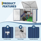 Outdoor Storage Shed,80 Cu.Ft Outdoor Trash Storage Box 5.8x3.3 FT with Lockable Door&Sloped Roof,Cabinet with Multi-Use Rust Prevention Galvanized Steel Enclosure for Yard, Garden, Patio