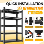 36" W*18" D 6-Tier Garage Storage Shelves, Metal Shelving Unit Heavy Duty Adjustable, 3000lbs Capacity, Utility Storage Rack Organizer for Garage, Basement, Pantry & Warehouse, Black, 77" H