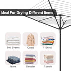 Heavy Duty Outdoor Umbrella Drying Rack, 12 Lines with 165 Feet Drying Space, Steel Frame & Adjustable Height, 4-arm Umbrella Clothesline for Laundry, Collapsible Clothes Drying Rack for Backyard