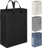 Chrislley 45L Slim Laundry Hamper Narrow Laundry Basket with Handle Foldable Dirty Clothes Portable Skinny Hamper Organizer Storage Bins (22 inches, black)