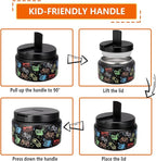 13.5oz Kids Soup Jar for Hot Food Vacuum Insulated Food Jar with Buckle Lid, Stainless Steel Wide Mouth Leak Proof Lunch Container for School Picnic Travel (Game Black)
