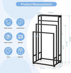 Freestanding Towel Rack 3 Tier Towel Drying Rack for Bathroom Small Standing Hand Towel Holder Black Towel Rack Stand with Storage Shelf for College Dorm Pool Side (Black)