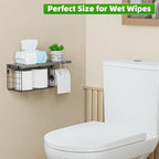 VITVITI Toilet Paper Holder with Shelf, Wall Mounted Toilet Paper Storage Basket, Wood Metal Toilet Roll and Wipes Holder for Bathroom Farmhouse (Gray)