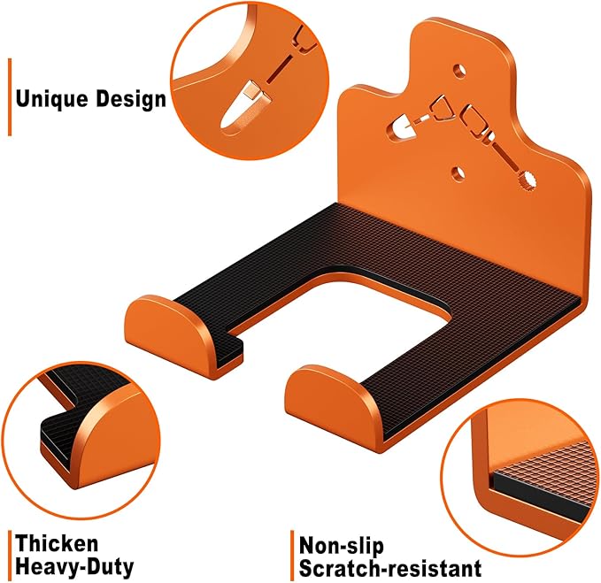 Garage Storage Trimmer Rack, Weed Whackers Holder Organizer Garden Power Tool Hanger Wall Mounted for Garage Trimmer, Hedge Trimmer, Grass Trimmer, Garden Tools,2 Packs(Orange)