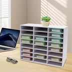 24 Compartment File Sorting Cabinet, Literature Organizer, Desktop File Rack, Desktop File Shelf, Office Mailbox for organizing homework, books, magazines in the classroom, office (White)