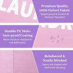 2Pcs 95L Purple + Pink Laundry Basket, Folding Laundry Hampers for Women with Soft Handles, Freestanding Dirty Clothes Basket, Sturdy Oxford Fabric Clothes Hampers for Travel, Dormitory