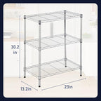 PayLessHere | 3-Tier Wire Shelf | 23"x13"x30" | Chrome | Adjustable Racks | Heavy-Duty Storage Shelves, Holds Upto 450 lbs | Rust-Resistant, No-Tool Assembly | for Home, Garage Shelving