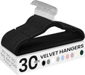 SONGMICS Velvet Hangers 30 Pack, Non-Slip Clothes Hangers with Shoulder Notches, Pants Bar, 360° Swivel Hook, Space-Saving, for Closet, Ink Black UCRF029B03