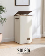 SOLEDI Slim Laundry Hamper with Lid, Narrow Laundry Basket with Removable Bags, Dirty Clothes Hamper with handle, Small Hamper perfect for Laundry room, Bathroom, Bedroom, Small spaces. 70L Beige