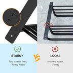 Hotel Towel Racks for Bathroom Wall Mounted, BETHOM Towel Shelf for Bathroom 3-Tier, 16 Inch Matte Black Towel Bar with Shelf